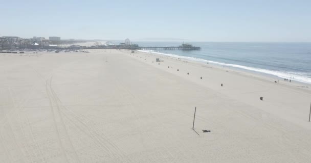 Drone Tiro Santa Monica Beach Cais Santa Monica — Vídeo de Stock