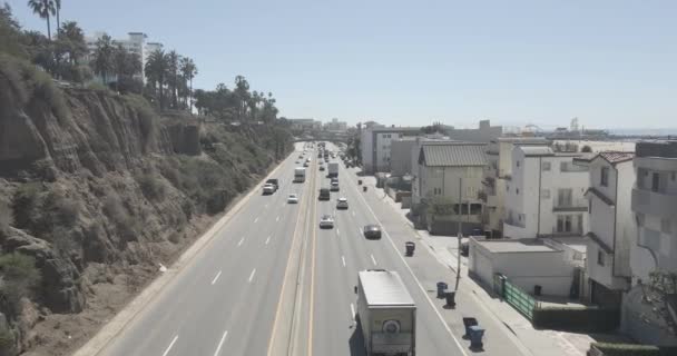 Pacific Coast Highway Antenne Met Santa Monica Pier Achtertuin — Stockvideo