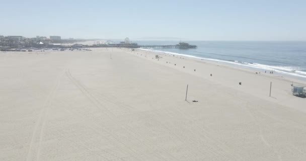 Vista Pájaro Playa Muelle Santa Mónica — Vídeos de Stock