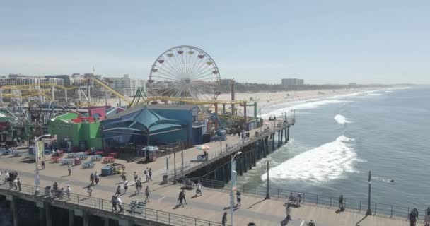 Hermoso Día Soleado Sur California Mientras Gente Disfruta Actividades Muelle — Vídeos de Stock