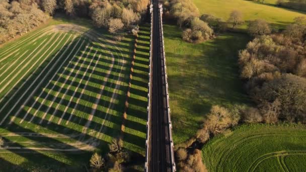 Beautiful Architecture Design Ouse Valley Viaduct Railway Bridge Aerial Drone — Stockvideo