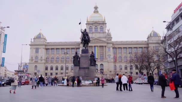 War Transparent Ukraine Statue Saint Wenceslas Wenceslas Square Prague Czech — стокове відео