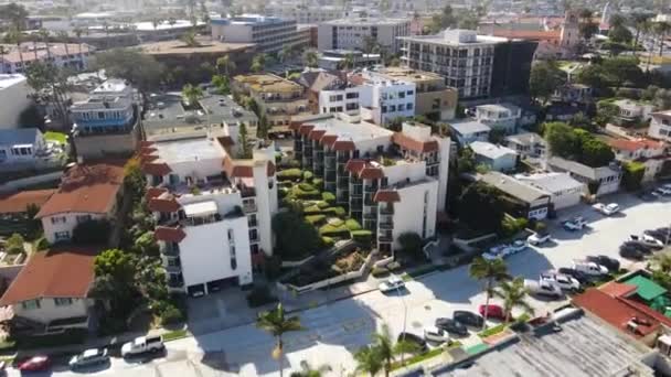 Aerial View Flying Apartment Buildings Sunny Morning — Wideo stockowe