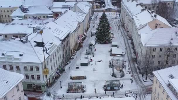 Drone Shot Van Tartus Stadhuis Toren — Stockvideo