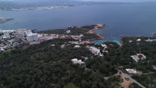 Cala Graci Ibiza Aerial Drone View Beach Hotels — Vídeos de Stock