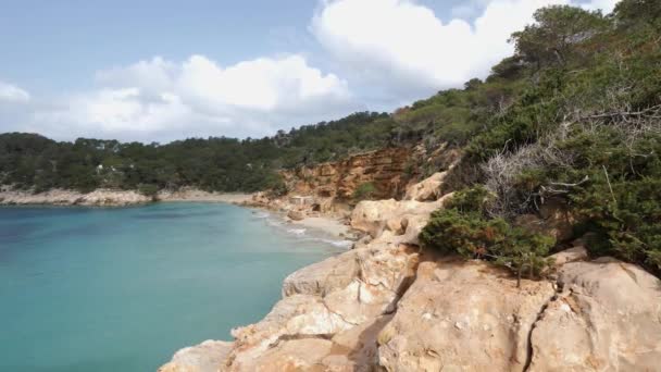 Cala Salada Στο San Antonio Abad Ίμπιζα Όμορφη Παραλία Και — Αρχείο Βίντεο