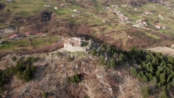 Aerial Circle View Sanctuary Holy Cross Sacred Mountain Calvario Italy — стоковое видео