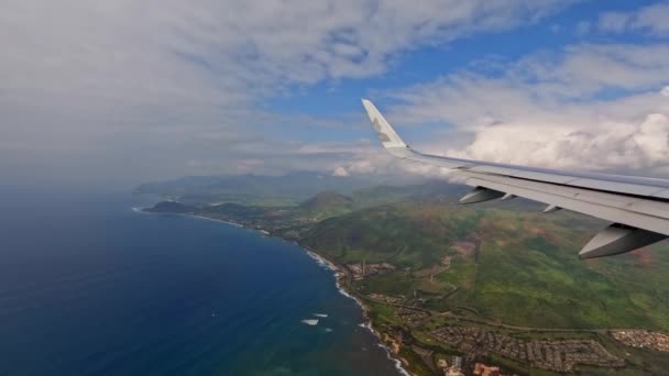 Avião Comercial Desembarque Ilha Havaiana Oahu — Vídeo de Stock