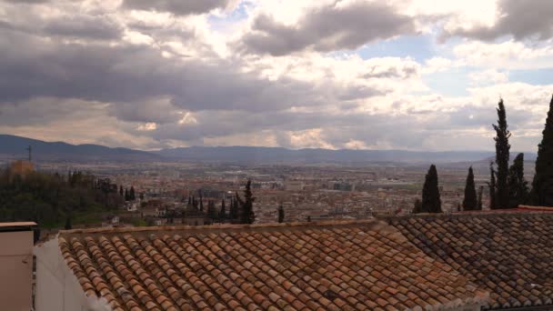 Panoramic View Orange Rooftop City Panorama Distance — Stock Video