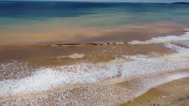 Aerial View Waves Mud Beach Massive Storm — Vídeos de Stock