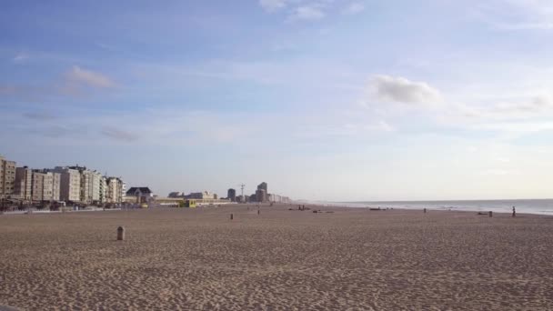 Sandy Beach Ostend North Sea Belgium — стокове відео