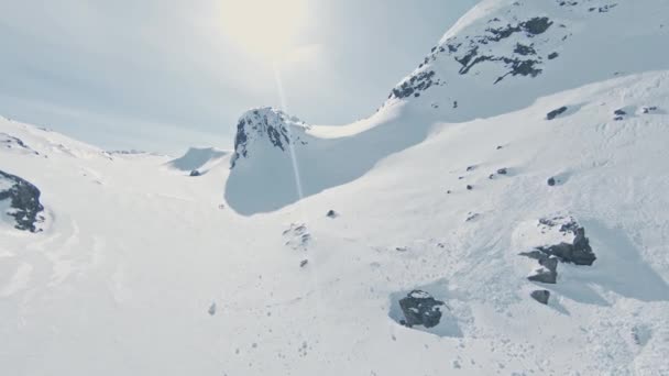 Majestueuze Noorse Regio Vatnahalsen Met Pure Witte Sneeuw Zon — Stockvideo