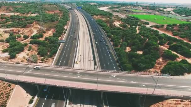 Tilt Aerial Cars Traveling Highways — Wideo stockowe