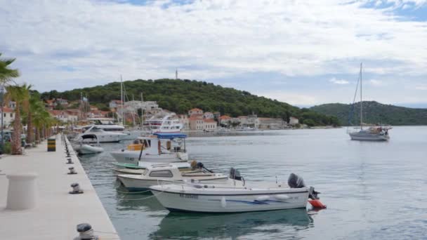 Rogoznica Coastline Boats Slow Motion — Wideo stockowe