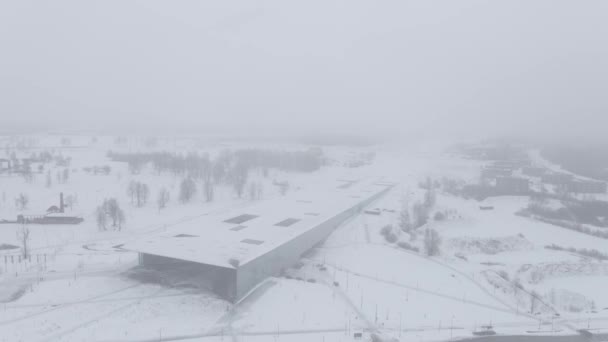 Drone Shot Estonian National Museum Snowing Erm — Wideo stockowe