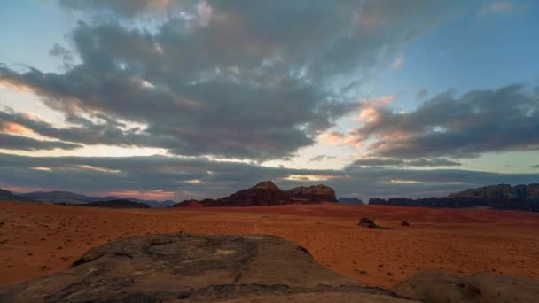 Západ Slunce Mrak Čas Propadu Slavné Pouště Wadi Rum Bedouin — Stock video