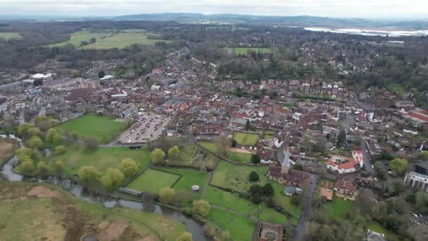 Godalming Marché Ville Surrey Royaume Uni Drone Retrait Aérien Révéler — Video