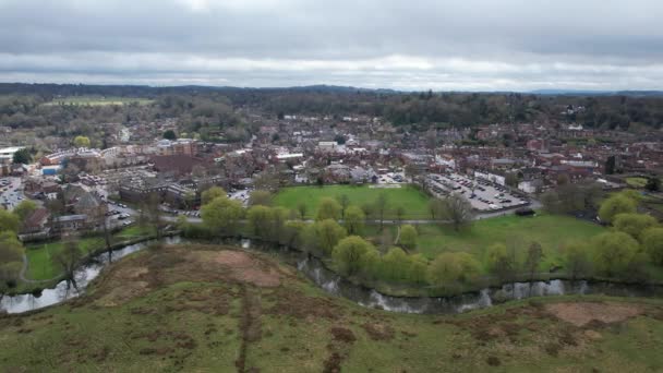 Godalming Market Town Surrey Drone Aerial Footage Pan — 비디오