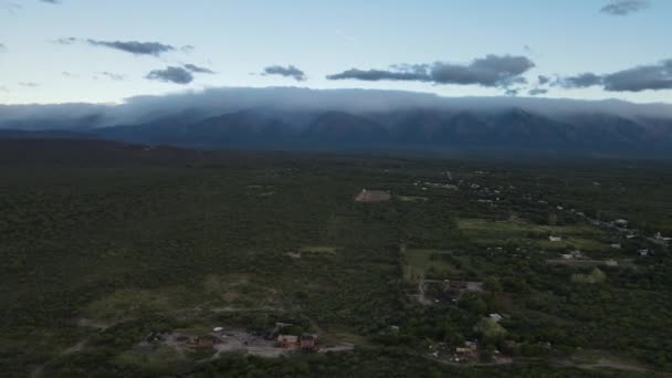 Cordoba Countryside Mountain Range Background Argentina Aerial Panning — Stockvideo