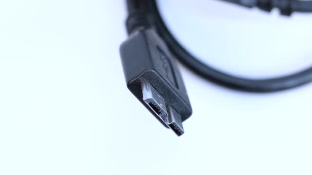 Conector Enchufe Cable Ssd Disco Duro Macro Disparo Vista Cerca — Vídeos de Stock