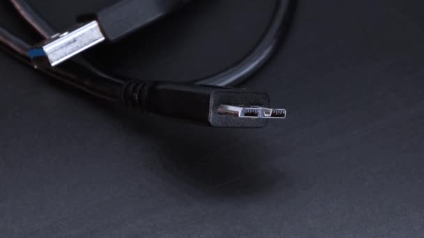 Close View Ssd Hard Disk Wire Cable Connector Rotating Motion — Stock video