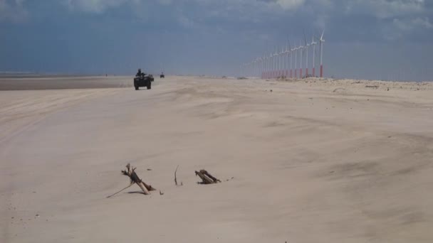 Atv Quad Tour Lencois Maranhenses National Park Sand Dunes Wind — Stok Video