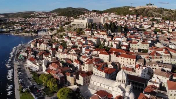 Aerial Sibenik Cathedral Pan — Wideo stockowe