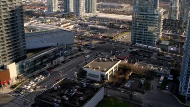 Panoramisch Uitzicht Burnaby City Met Brentwood Town Centre Skytrain Station — Stockvideo