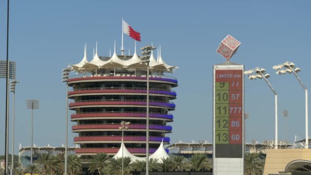 Scoreboard Front Vip Tower Bahrain International Circuit Sakhir — Stockvideo