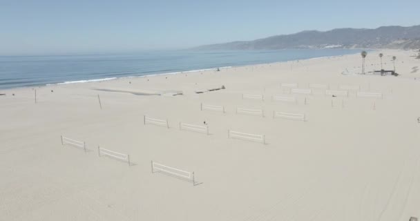 Drone Shot Santa Monica Beach Pacific Ocean — Vídeo de stock