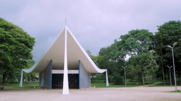 Our Lady Fatima Church Front Shot Pan Shot — Wideo stockowe