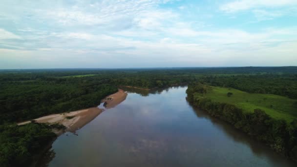 Aeria Vista Del Rio Delle Amazzoni Puerto Nario Amazzonia Colombiana — Video Stock