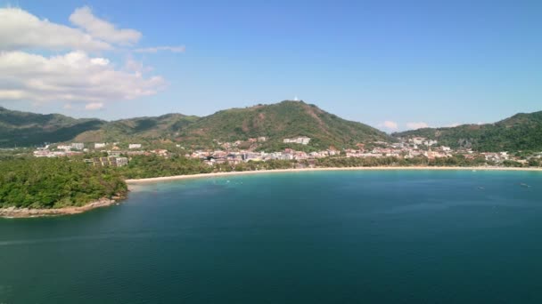 Beau Paysage Littoral Sable Blanc Tropical Karon Plage Phuket Thaïlande — Video