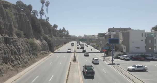 Luchtfoto Van Pacific Coast Highway Met Uitzicht Santa Monica — Stockvideo
