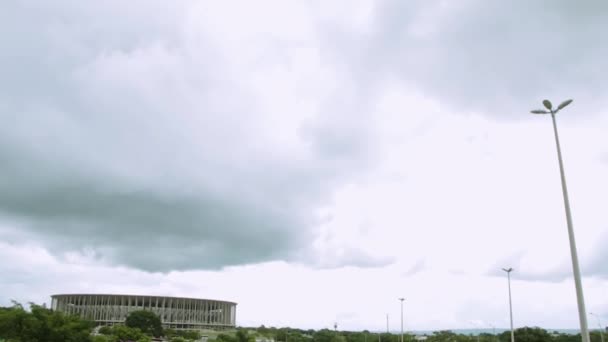 Mane Garrincha Soccer Stadium Brasilia Tilt Shot Wide Far View — Stok video