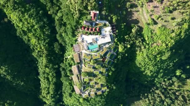 Top View Tropical Luxury Pool Resort Villas Island Surrounded Large — Stock Video