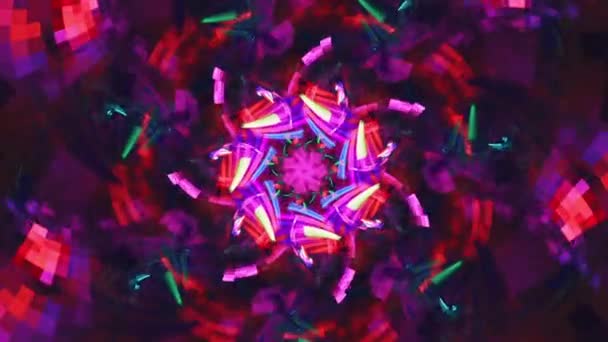 Crypto Block Flower Seamless Looping Abstract Kaleidoscope Cosmic Fractal Music — Stock videók
