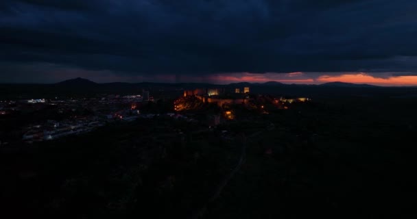 Underbar Utsikt Över Mest Historiska Städerna Spanien Natten — Stockvideo