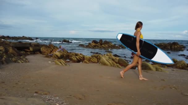 매력적 파도타기하는 이대양 해변을 — 비디오