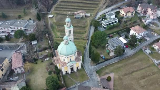 Shooting Drone Fantastic Town Capolago — Stok video