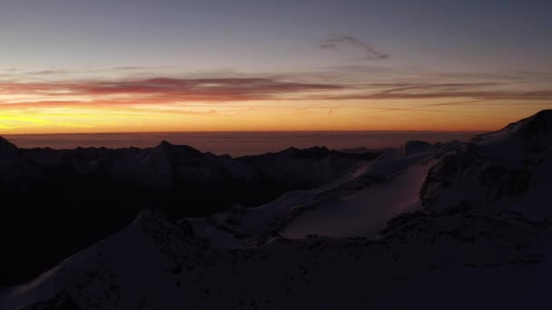 Puesta Sol Nieve Saas Fee Suiza — Vídeo de stock