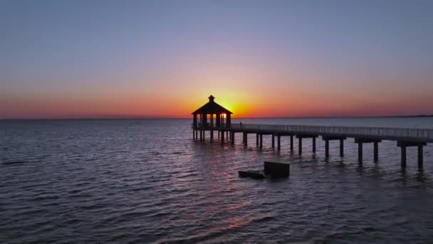 Sunset Gazebo Lake Pontchartrain Mandeville Louisiana — Stockvideo