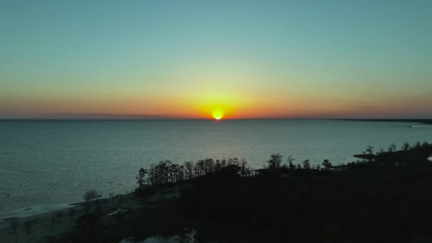 Puesta Sol Sobre Lago Pontchartrain Mandeville Louisiana — Vídeos de Stock