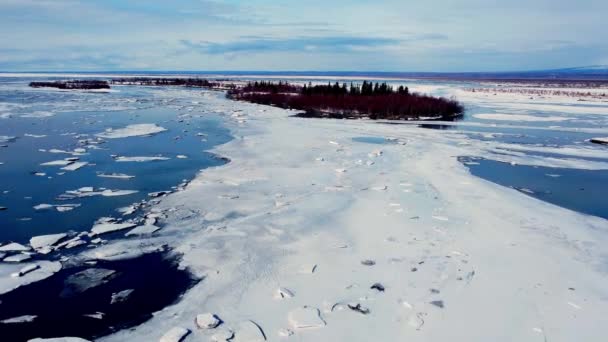 30Fps Aerial Video Spring Breakup Knik River Anchorage Wasilla Alaska — стокове відео