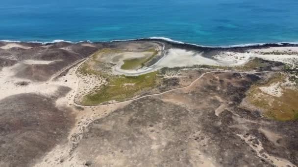 一个被绿树环绕的神奇海滩的镜头 无人机4K — 图库视频影像