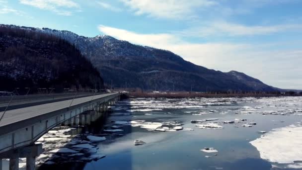 30Fps Aerial Video Spring Breakup Knik River Anchorage Wasilla Alaska — Stock video