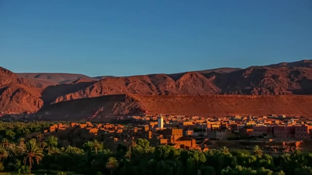 Time Lapse Shot Beautiful Sunrise Atlas Mountains Small Village Morocco — Vídeos de Stock