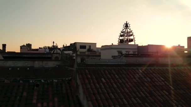 Carillon Plaza Sant Jaume Barcelona Roofs Cathedral Palau Generalitat Gothic — Stockvideo