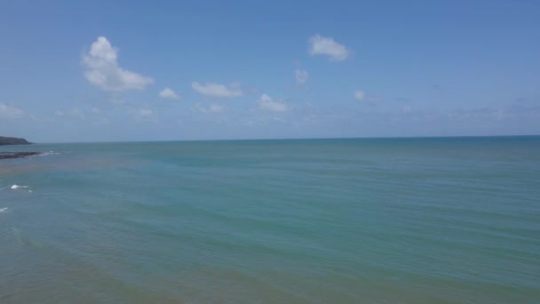 Calm Blue Sea Daytime Coast Cape Tribulation Aerial — Vídeo de stock