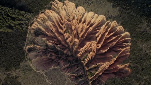 Aerial Vertical View Sandstone Cliffs Las Crcavas Madrid Spain — Stock videók